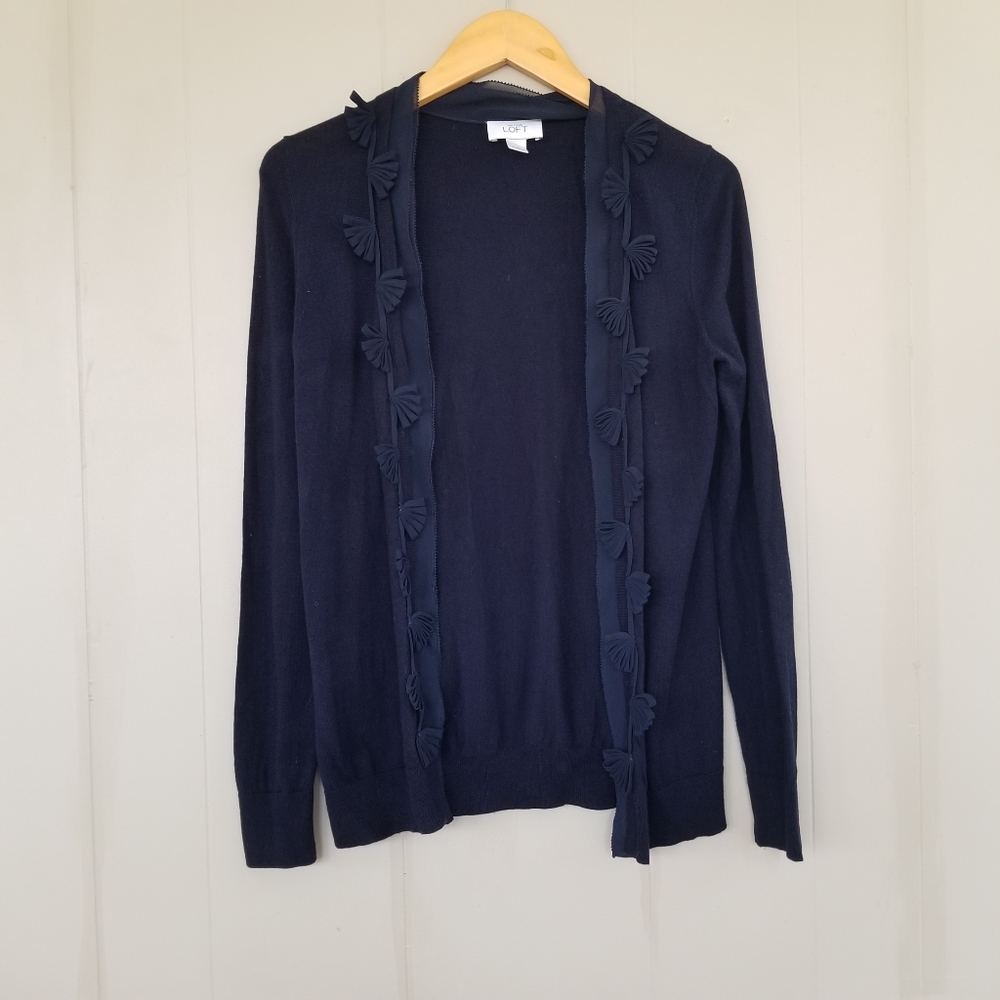 Loft navy blue open cardigan size small